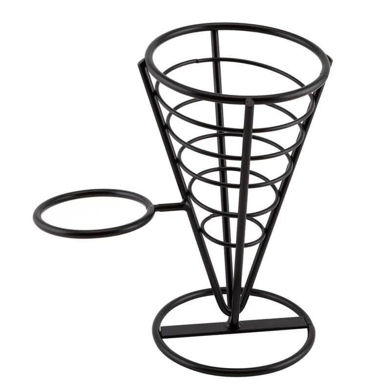 Snack spiral with dip holder, black - 21.5 cm