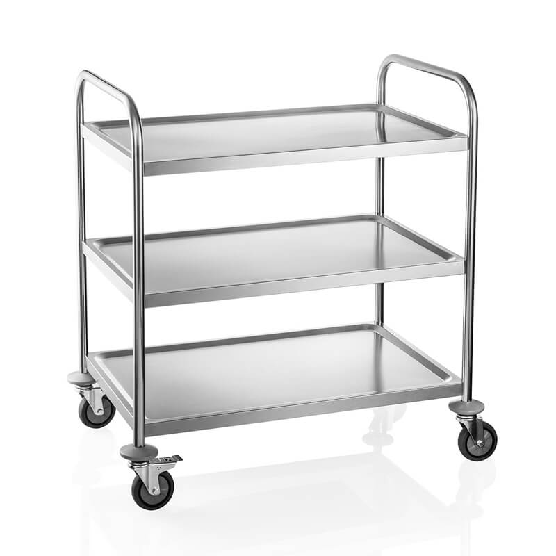 Serving trolley with 3 shelves - stainless steel (85x53x95cm) Serving trolley with 3 shelves - stainless steel (85x53x95cm)