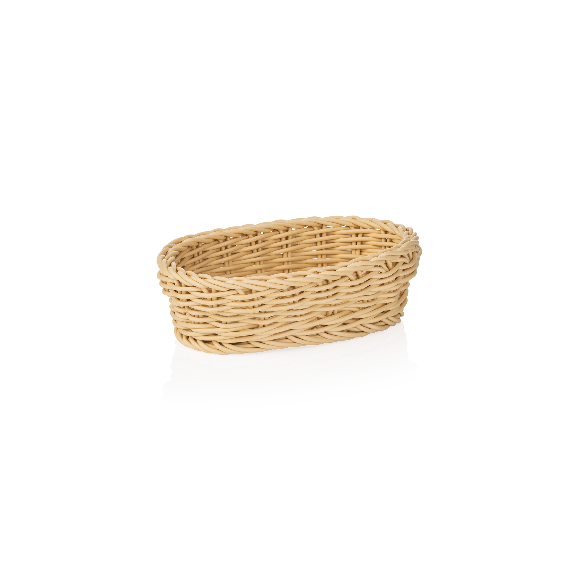 Oval basket, polypropylene, light beige - 19x12x6cm