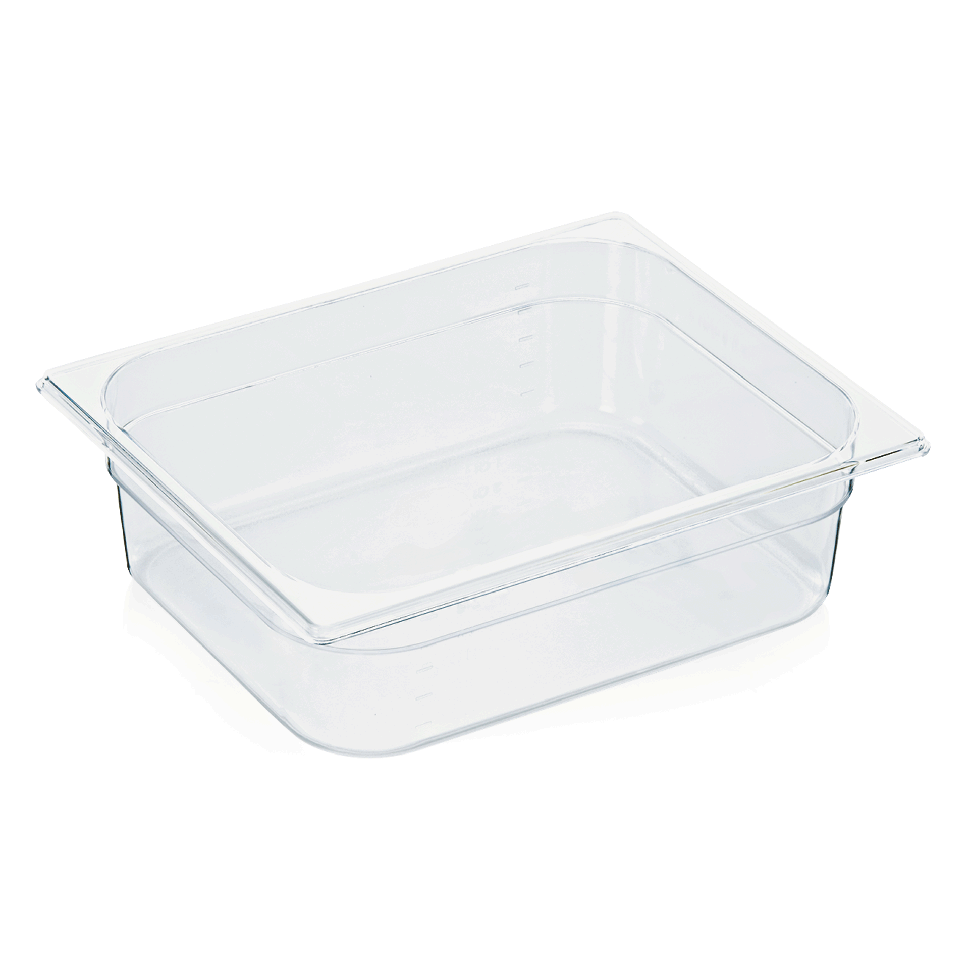 GN 1/2 container with scale, polycarbonate transparent - H 10cm (GN 94 series)