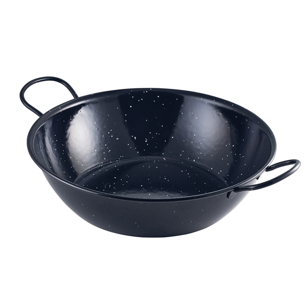 Enamel bowl with handles, black - 30 cm/4.2 l (6 pcs.)
