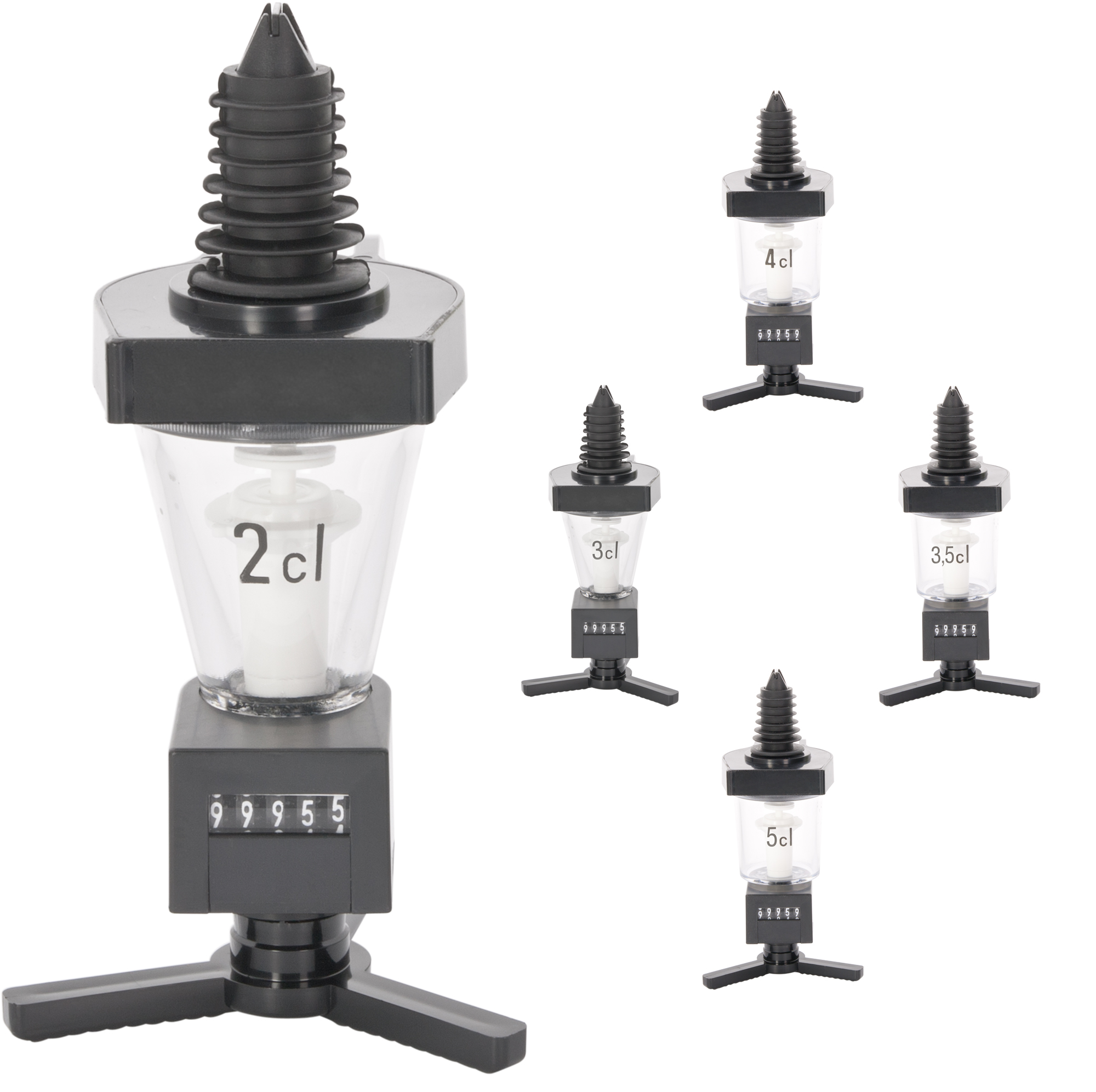 Measure pourer with centred numerator, plastic (0,7l - 1,0l) - 2cl