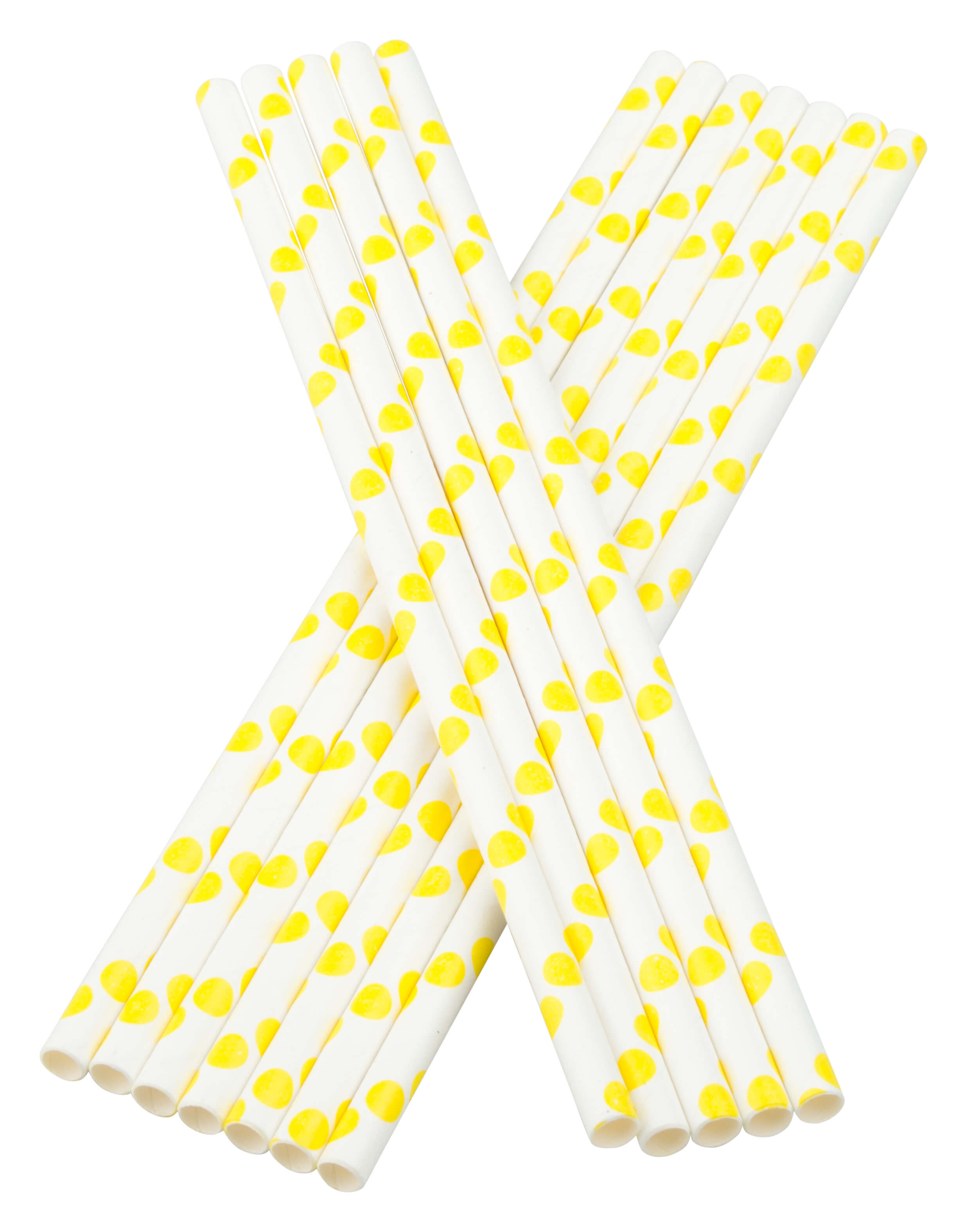 ECO drinking straws, paper (195x6mm) - spots (yellow-white) - 100 pcs.