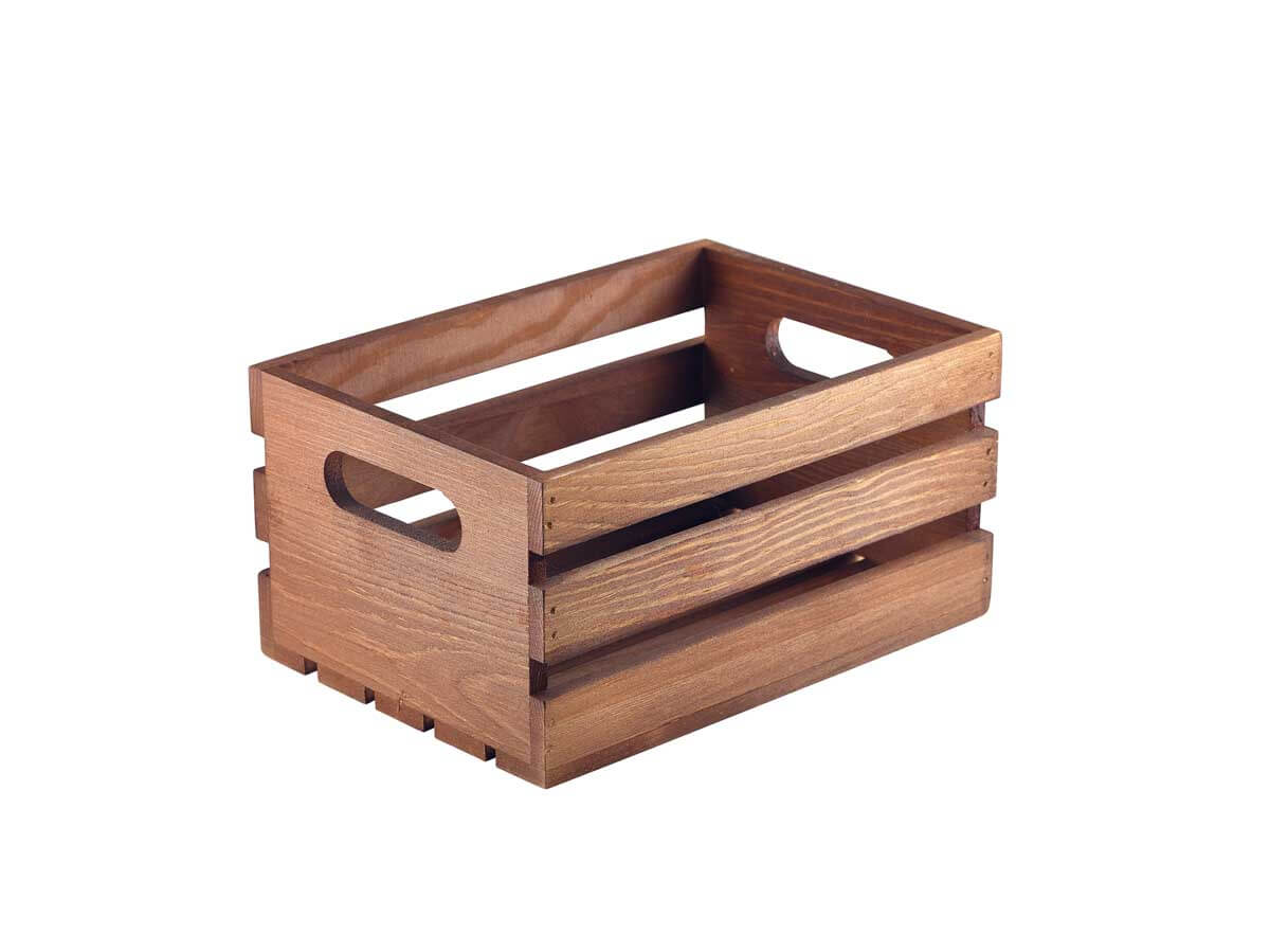 Wooden crate, Dark Rustic brown - 21x15x10,8cm
