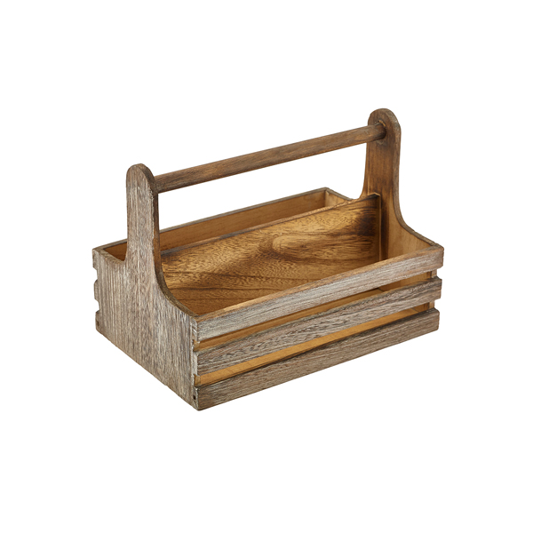 Rustic wooden table caddy - 20x15,3x18cm