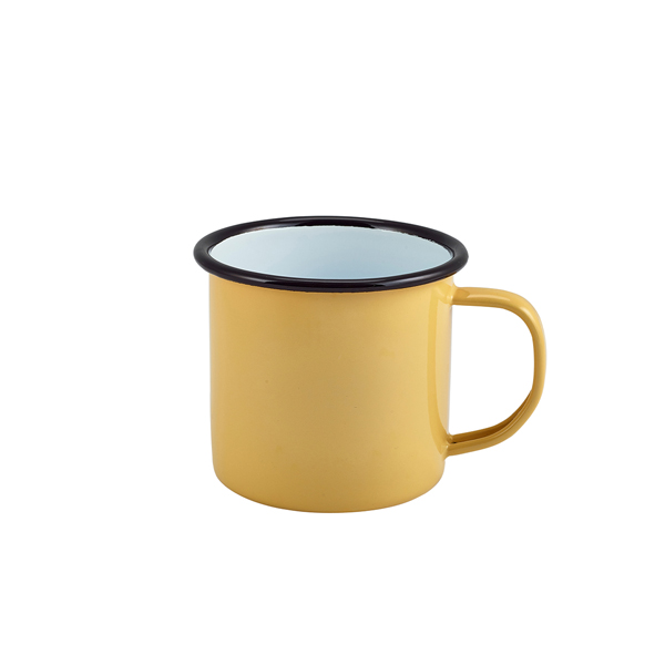 Enamel mug with handle, yellow - 360ml