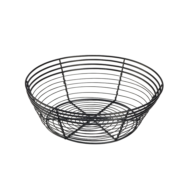 Round wire basket black - 25,5x8cm (6 pcs.)