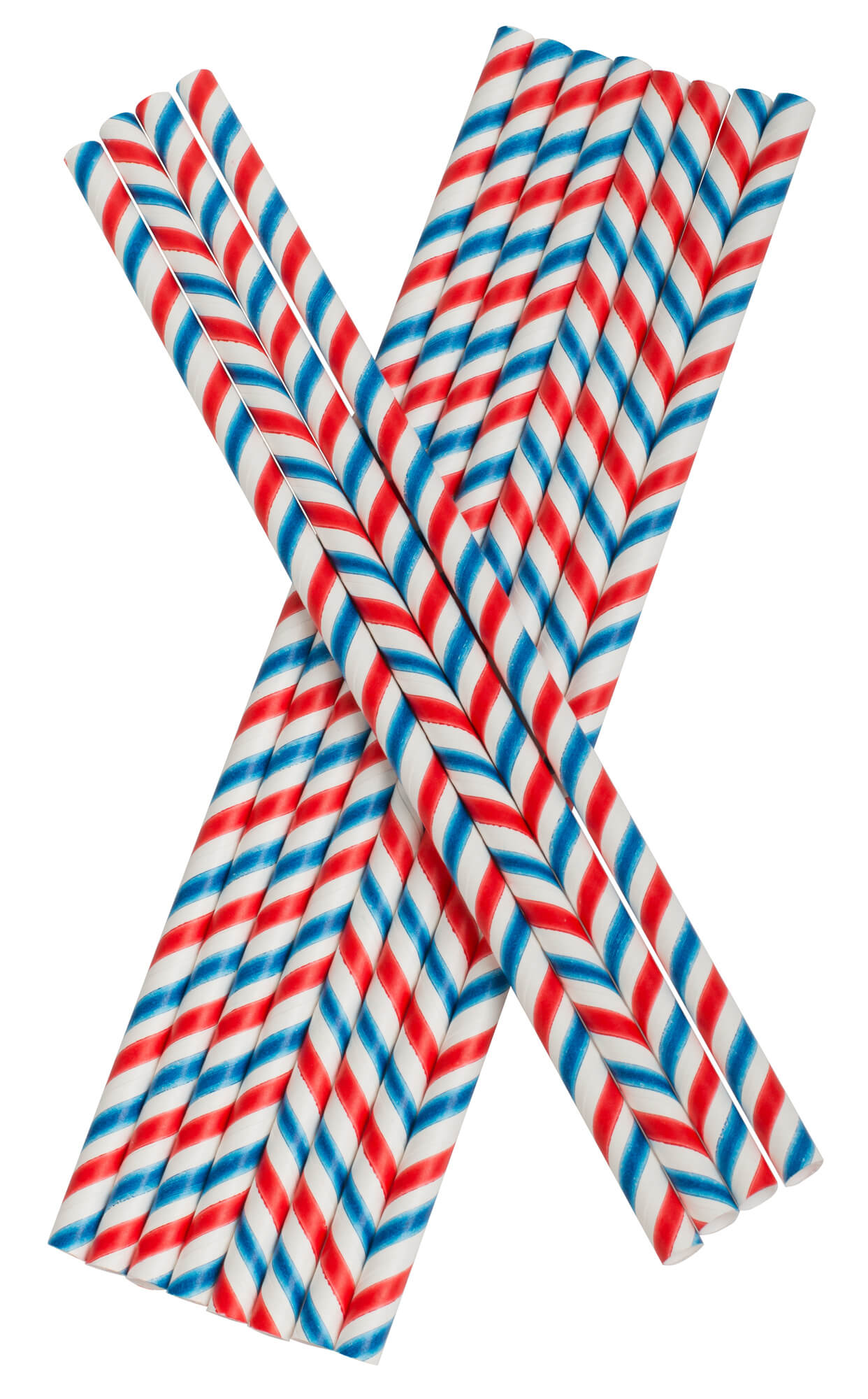 Drinking Straws, Paper (8x255mm) - red white blue striped