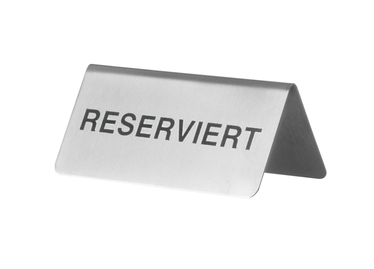 Table sign "Reserviert" (reserved) - stainless steel