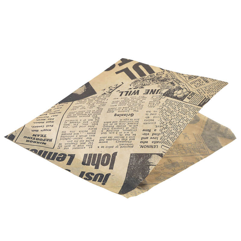 Greaseproof Paper Bags, Brown Newspaper Print - 17,5x17,5cm (1000 pcs.)