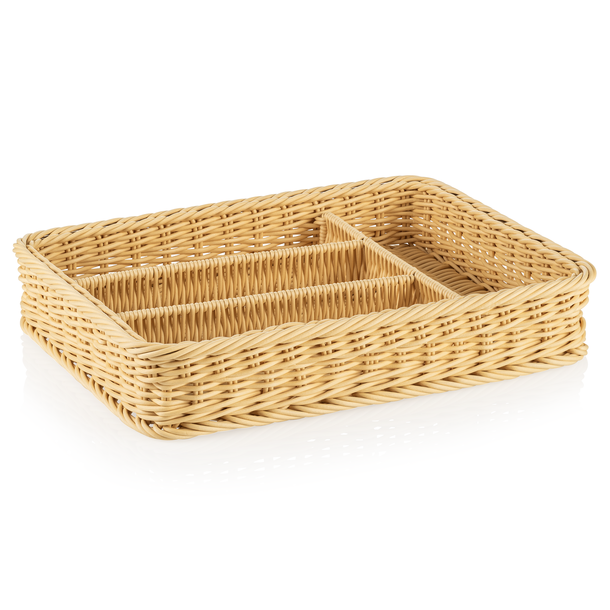 Cutlery basket, polypropylene, light beige, 40x30x6.5 cm