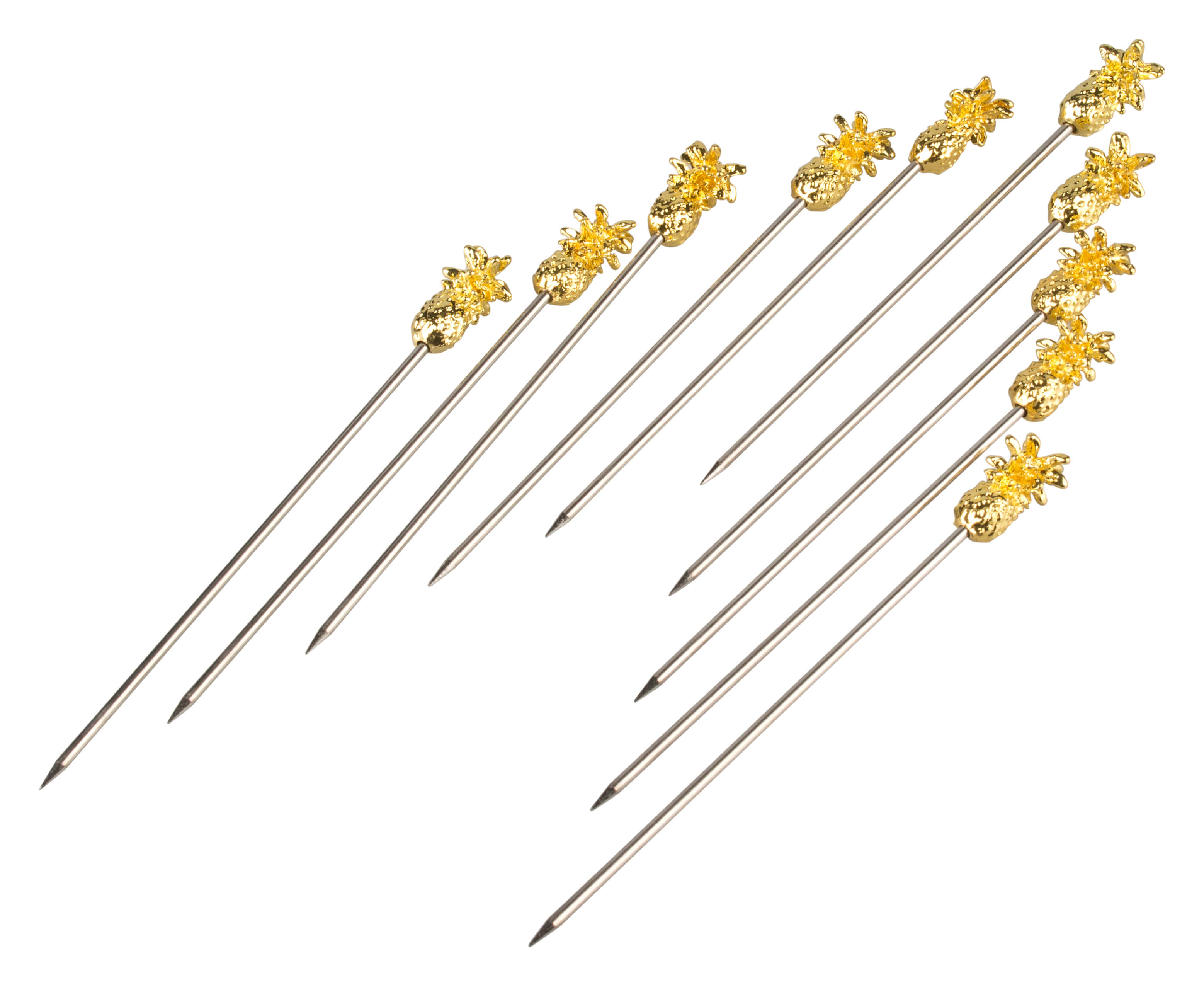 Cocktail skewer, metal - pineapple gold-colored (10 pcs.)