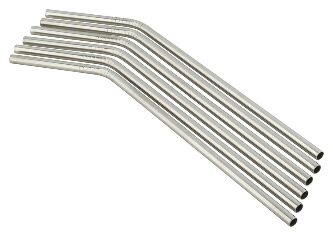 Drinking straws, stainless steel (5x230mm) - 6 pcs.