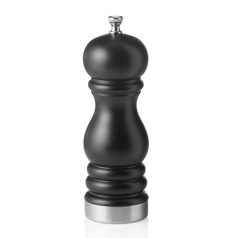 Salt mill, rubber tree wood matt black - various sizes