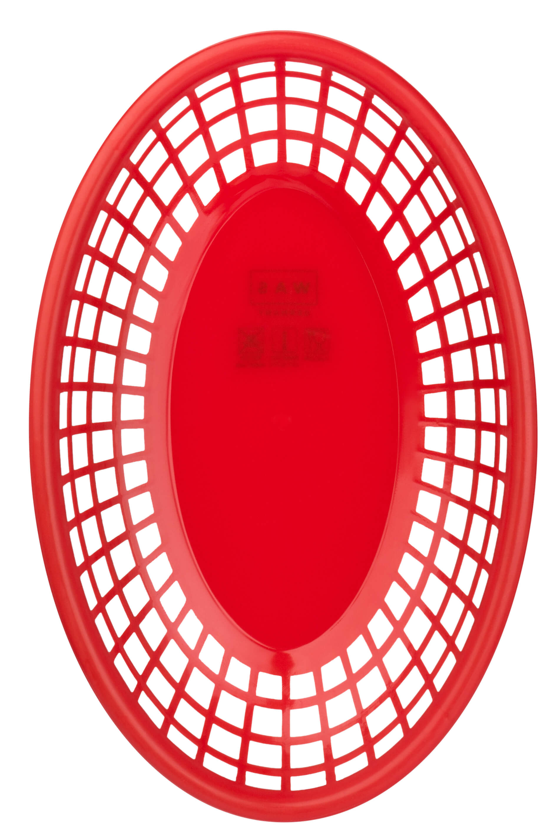 Table top basket red, PE, oval - 23,5x14,5x4,5cm