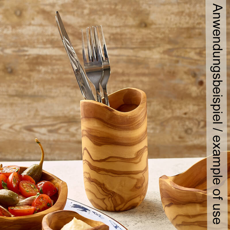 Olive Wood Cutlery Holder - 8x13cm Olive Wood Cutlery Holder - 8x13cm