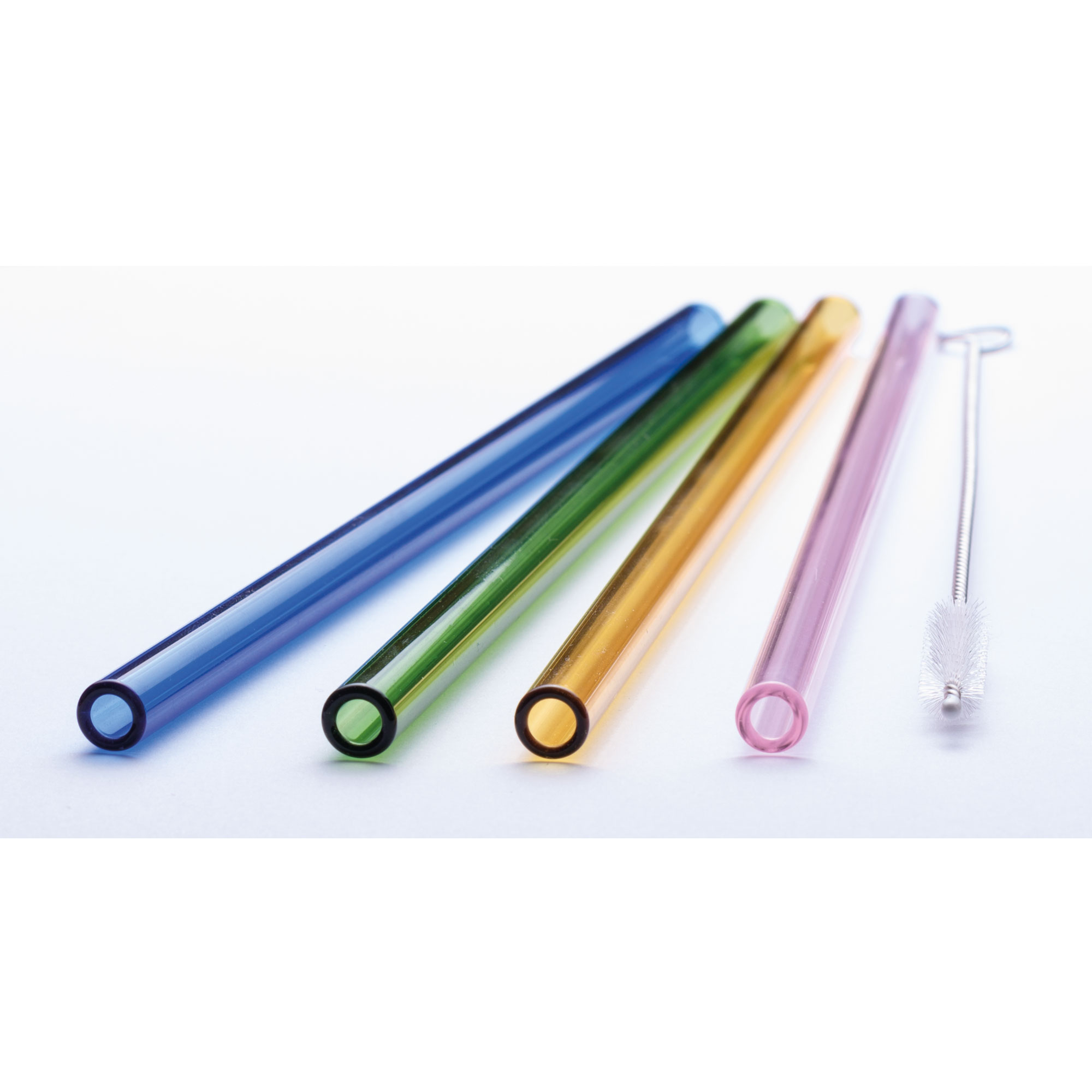 Glass drinking straws (200x8mm) - various colors (50 pcs. + 3 brushes)