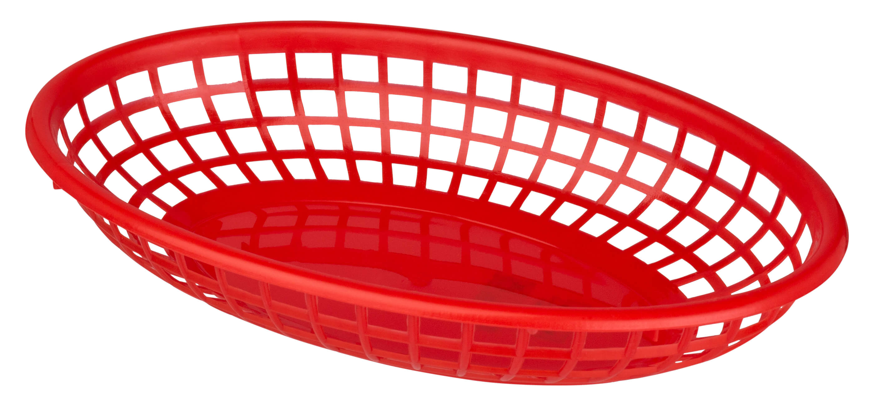 Table top basket red, PE, oval - 23,5x14,5x4,5cm