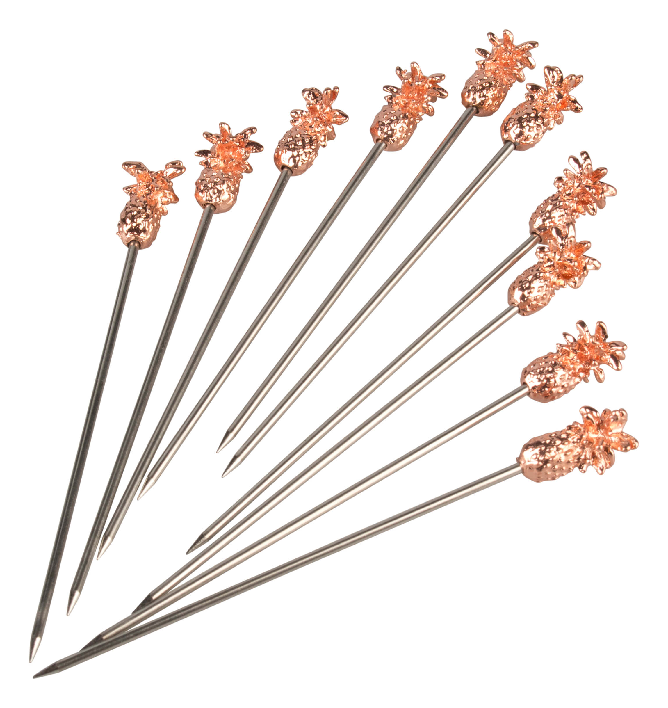 Cocktail skewer, metal - pineapple copper-plated (10 pcs.)