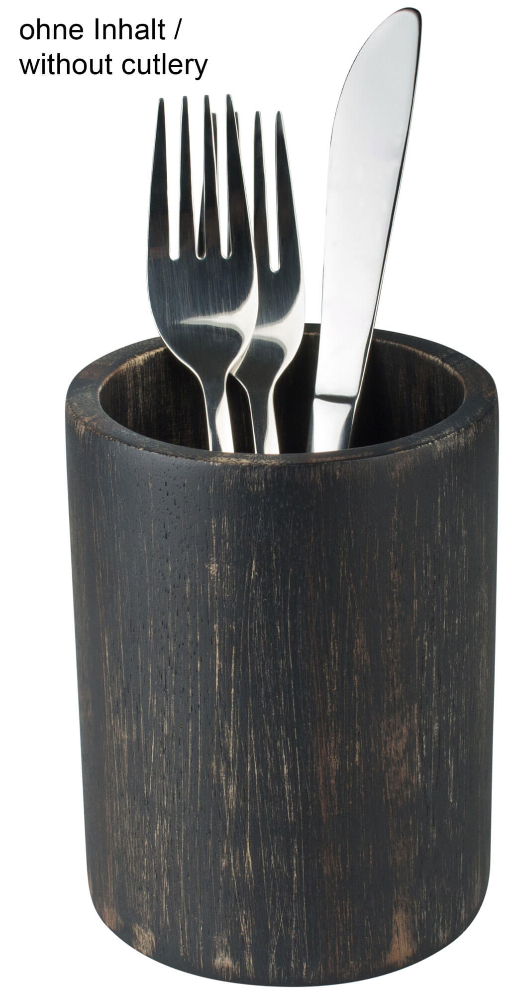 Cutlery holder acacia wood black/washed - 10x13,2cm
