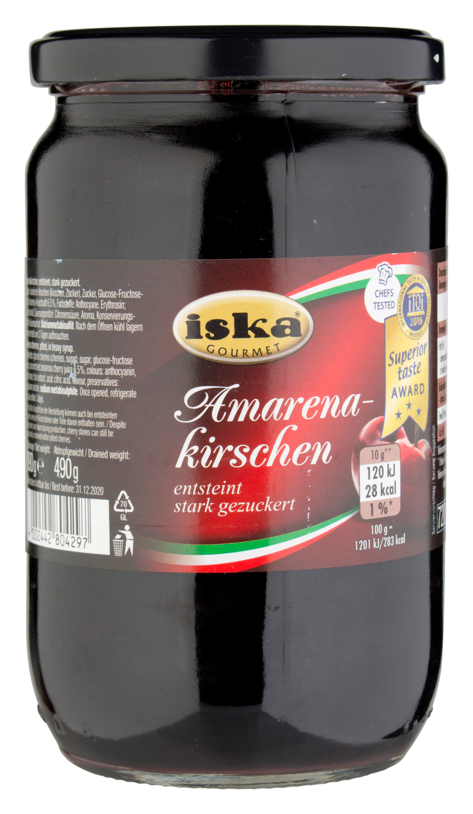 Amarena cherries, pitted, in heavy syrup - 890g