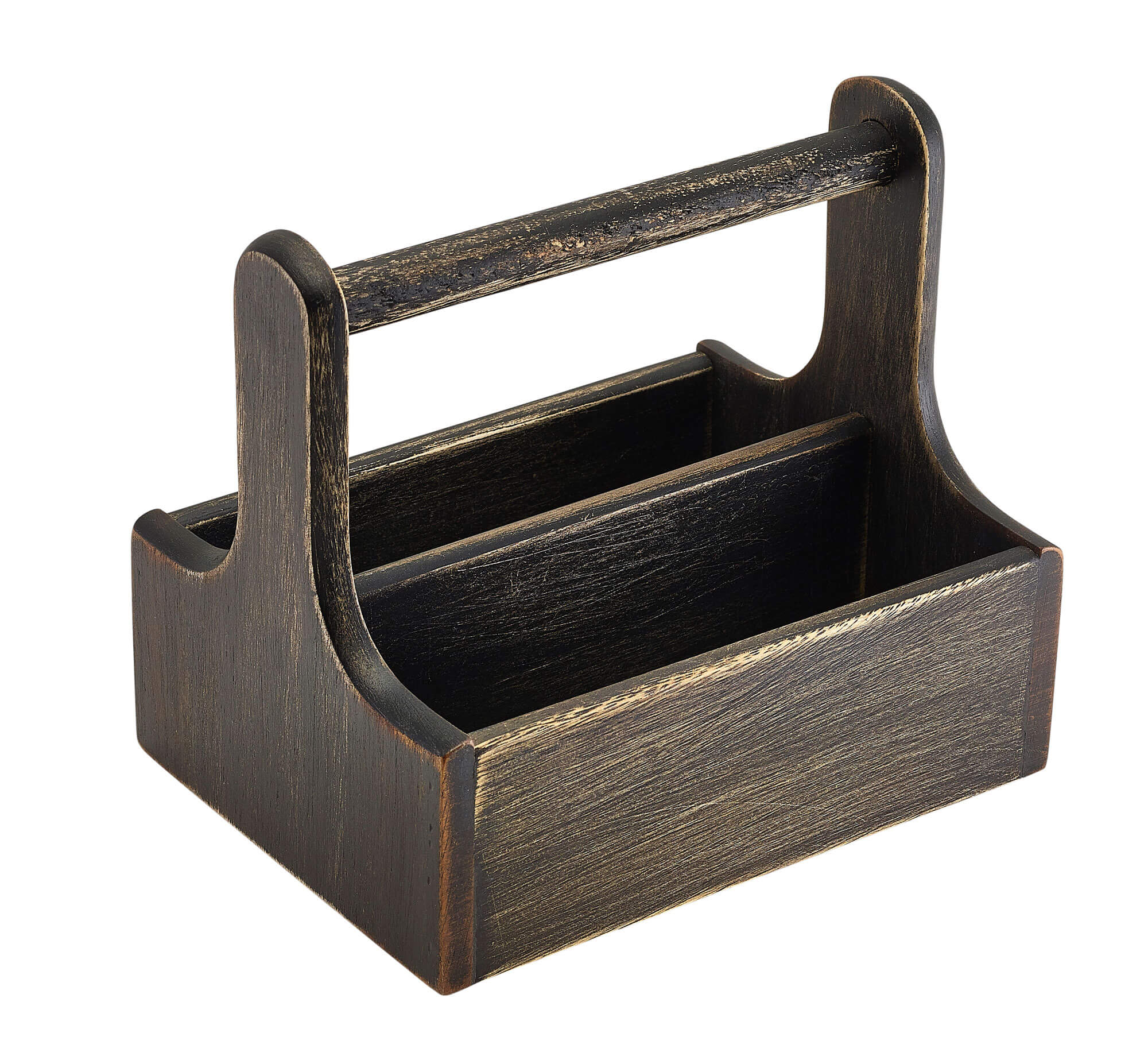 Table Caddy / Bar Organizer, wood, black - 20x15,4x18cm