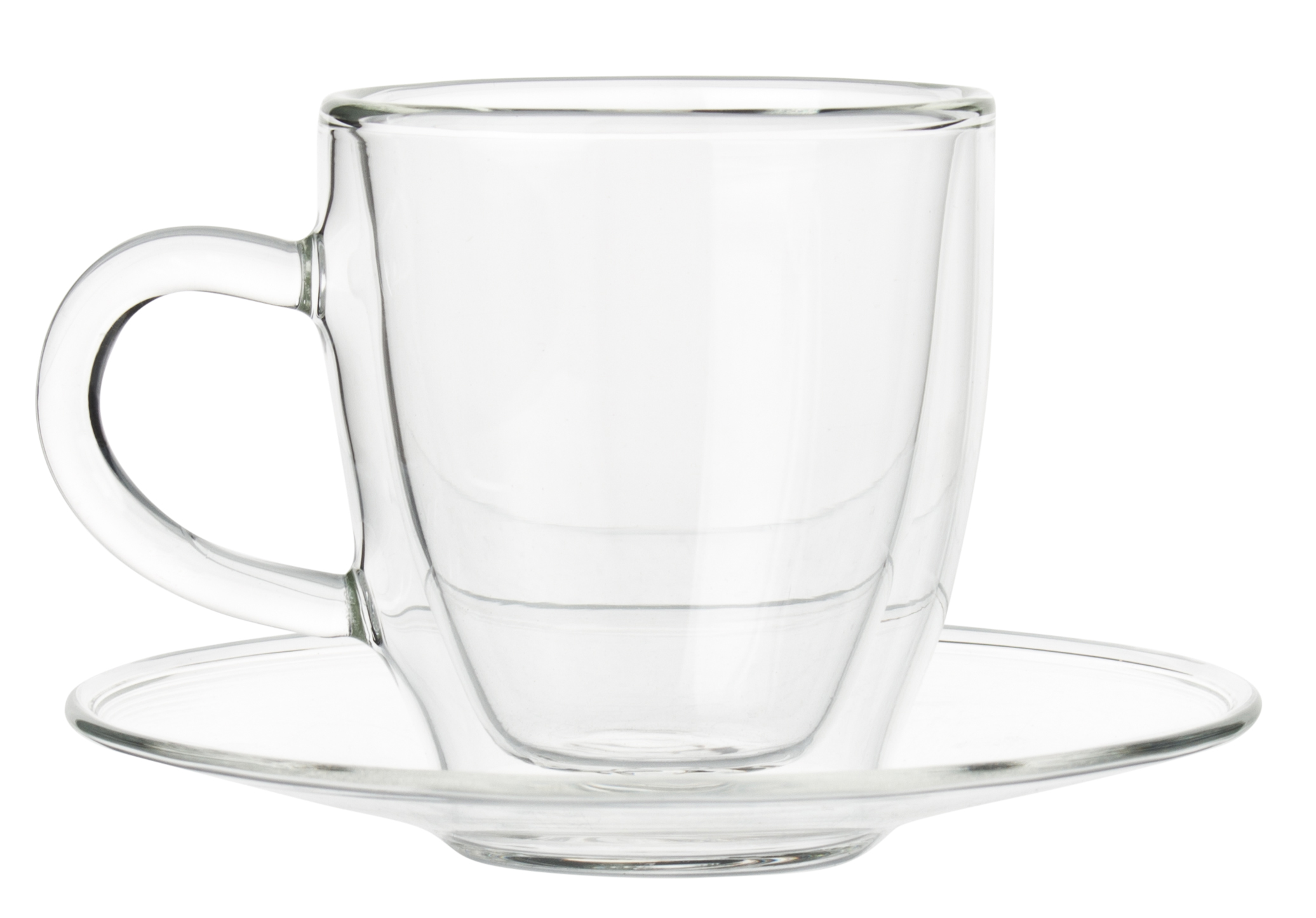 Espresso glass with handle and saucer, double-walled, Enjoy - 0,08l