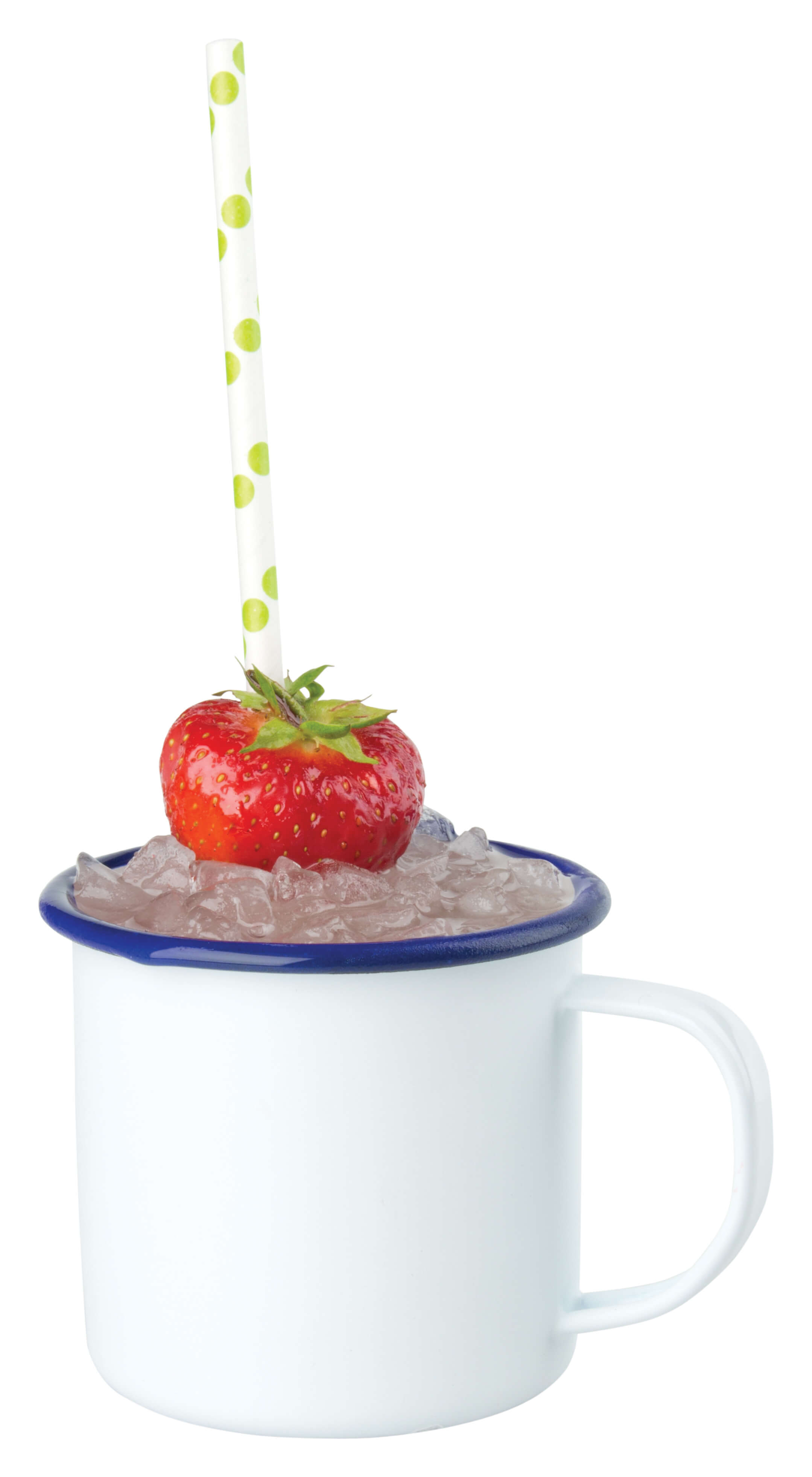 Enamel mug with handle, white with blue rim - 360ml