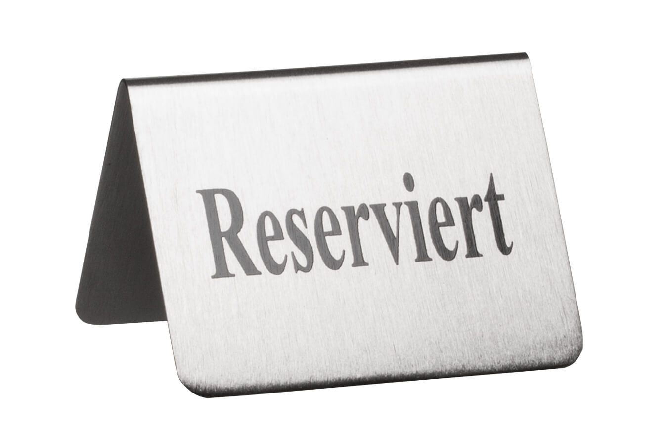 Table sign 'Reserviert' (reserved), stainless steel - 5,3cm