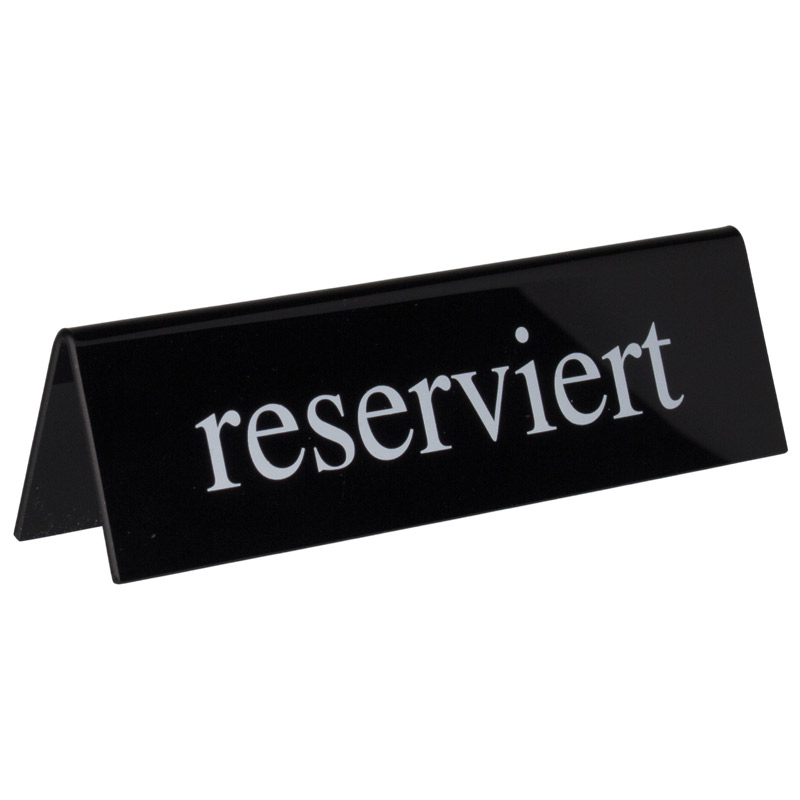 Table sign, plastic black and white - reserviert