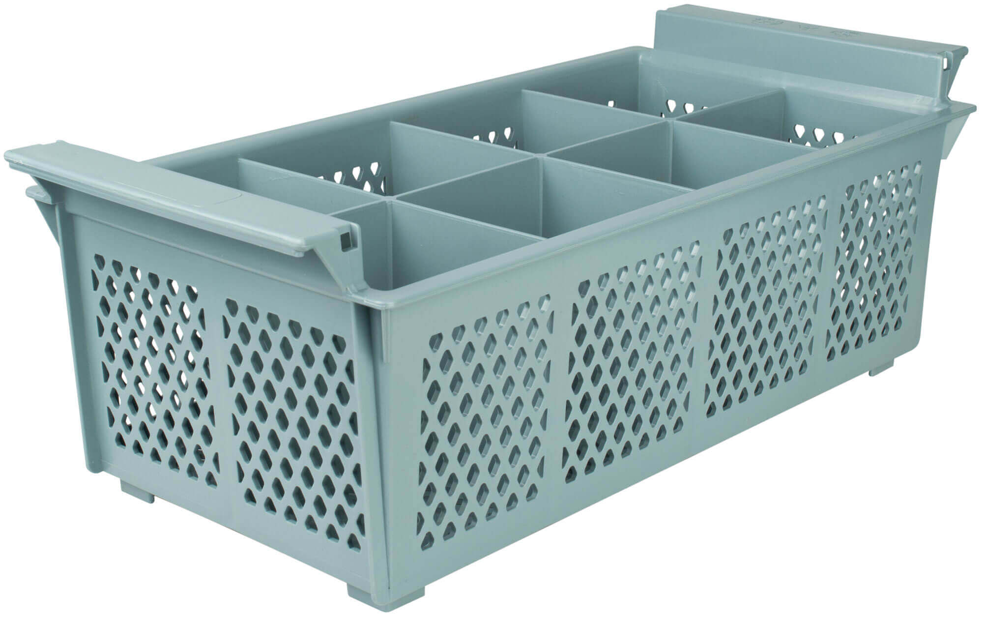 Cutlery basket, PP plastic grey, stackable - 42,5x20,5x15cm