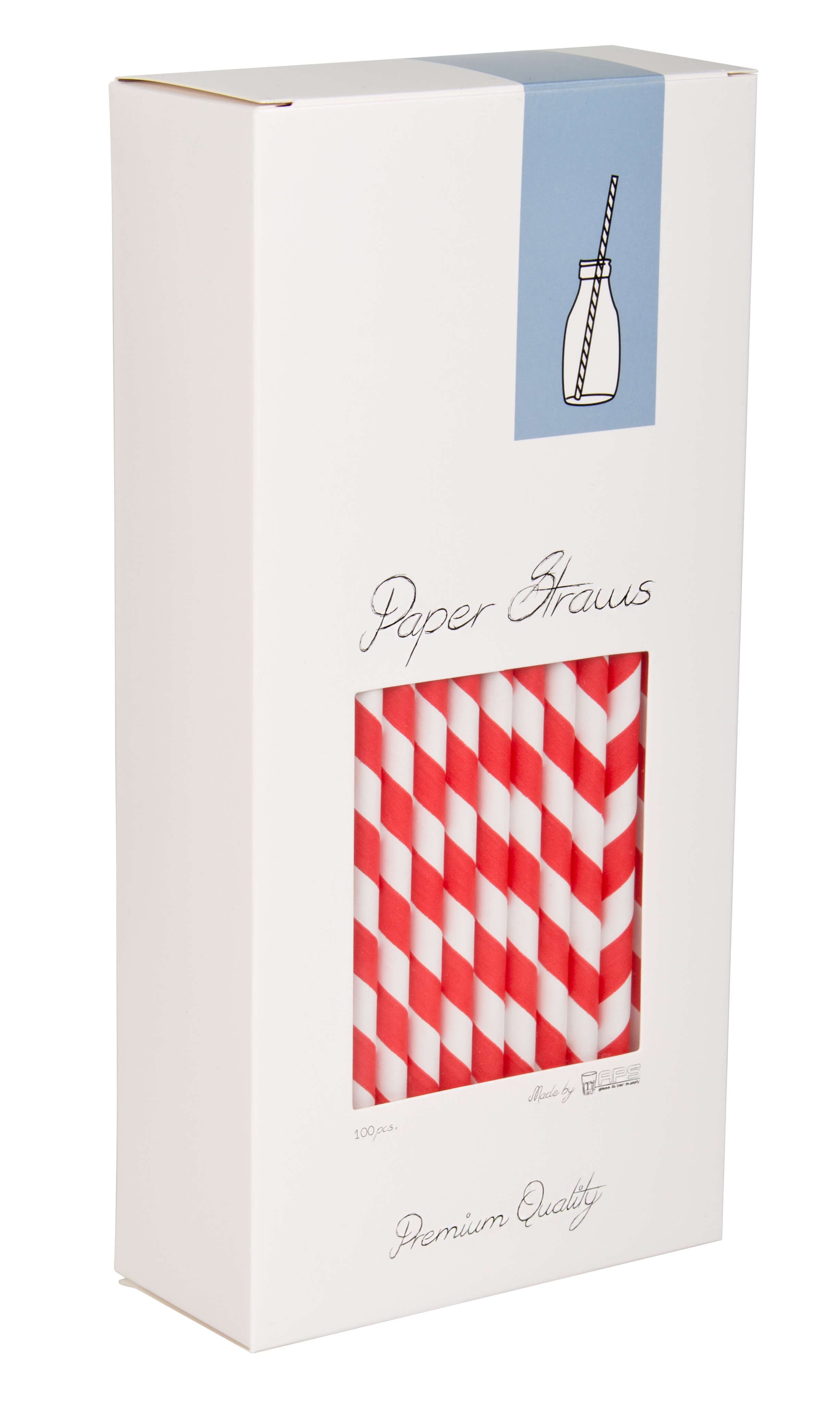 Drinking Straws, Paper (8x255mm) - red white striped