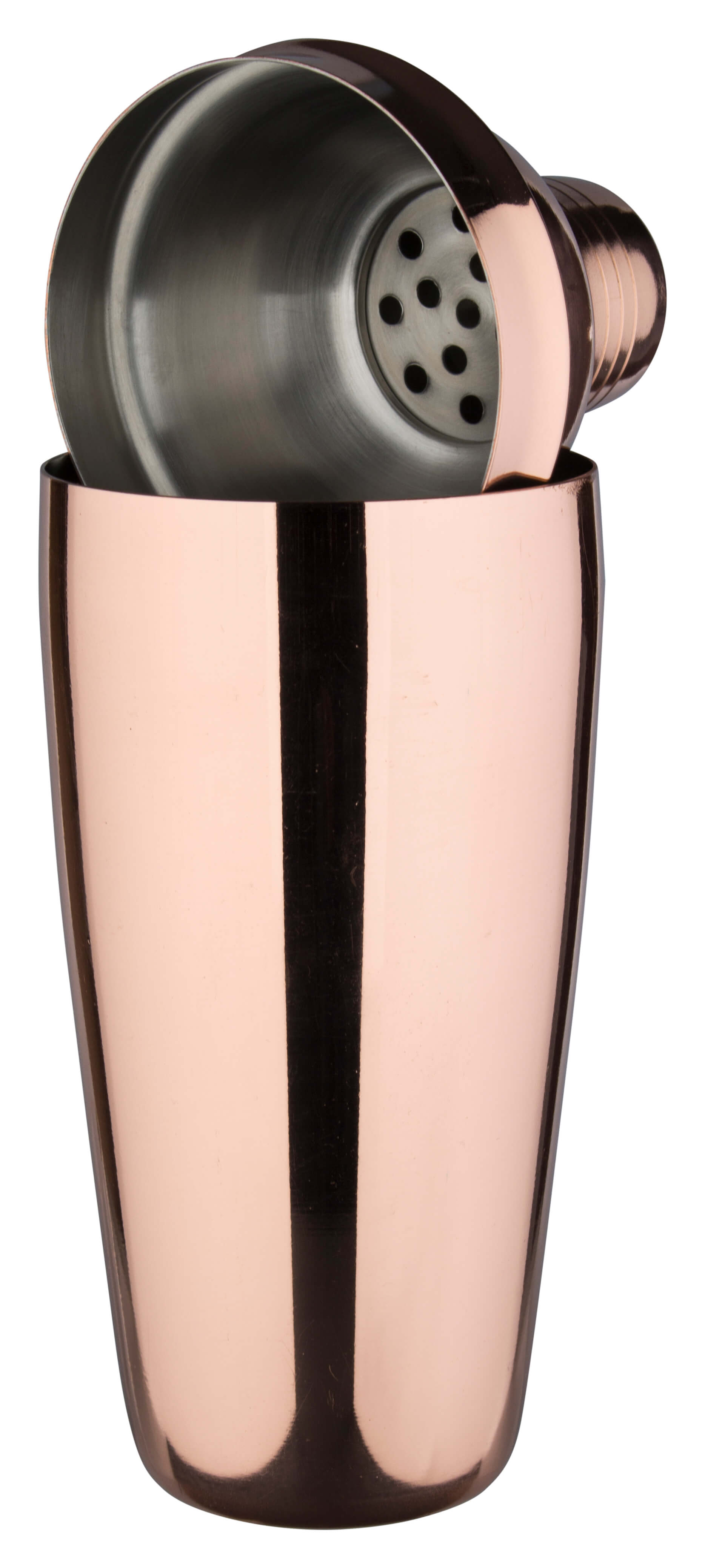 Cocktail shaker, stainless steel copper-colored, tripartite, 700ml - irregular