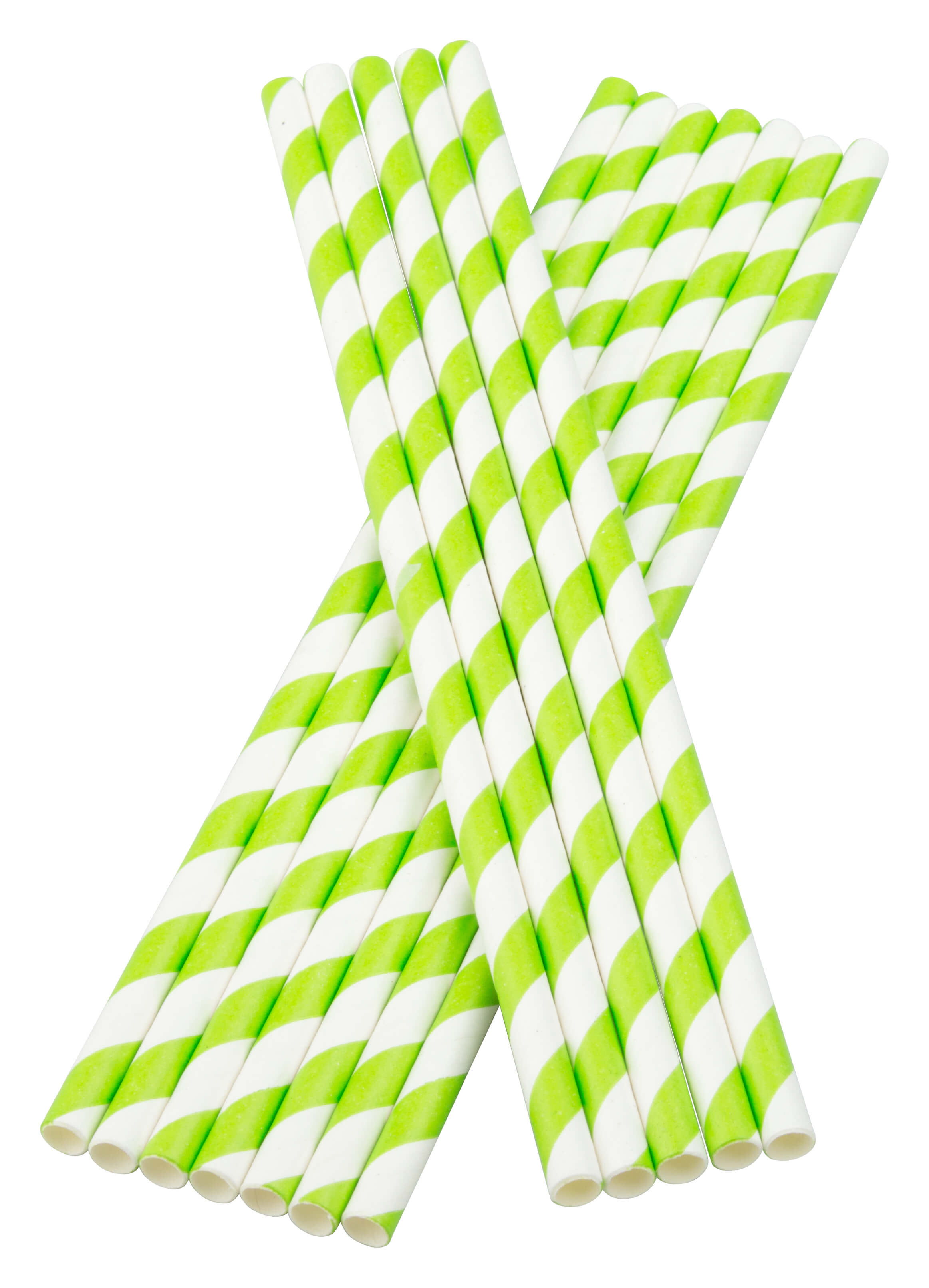 ECO Drinking straws, paper (195x6mm), stripes (green-white) - 100 pcs.
