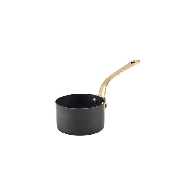 Mini saucepan, stainless steel, vintage, black - 7,8 x 4,5 cm (6 pcs.)