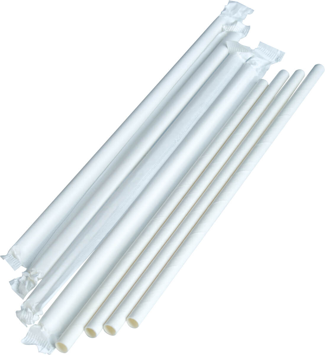 Drinking straws, paper (6x200mm), paper-wrapped - white (500 pcs.)