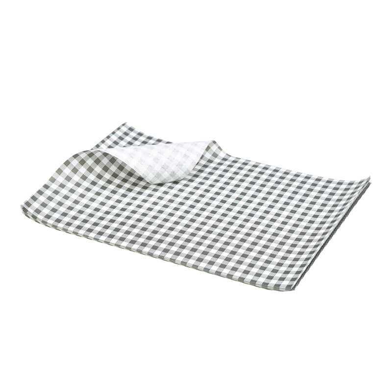 Greaseproof Paper, Black Gingham Print - 25x20cm (1000 pcs.) Greaseproof Paper, Black Gingham Print - 25x20cm (1000 pcs.)