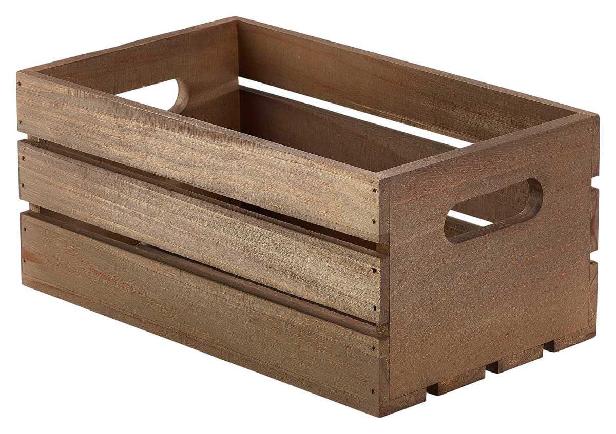 Wooden crate, Dark Rustic brown - 27x16x12cm