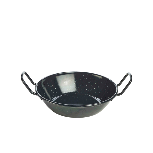 Enamel bowl with handles, black - 18 cm/780 ml (6 pcs.)