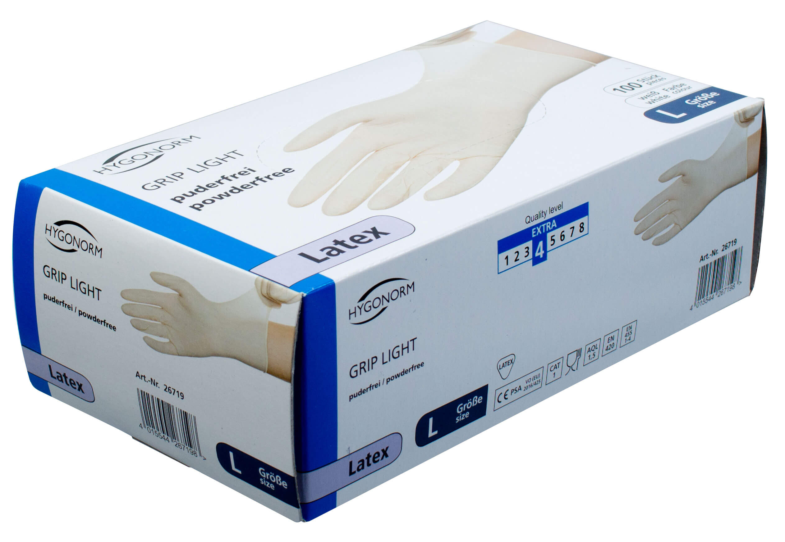 Latex gloves white, powder-free - L (100 pcs.)