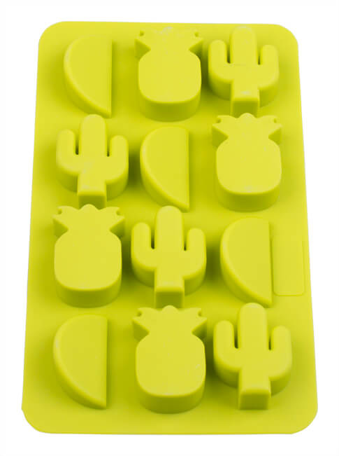 Ice tray tropical, silicone, green - cactus, pineapple, melon