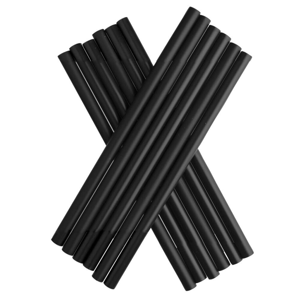 Drinking straws, plastic re-usable (7x150mm) - black (135 pcs.)