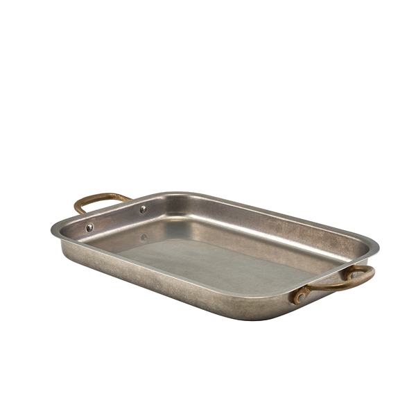 Tray, stainless steel, vintage, deep - 33x23.5 cm (3 pcs.)