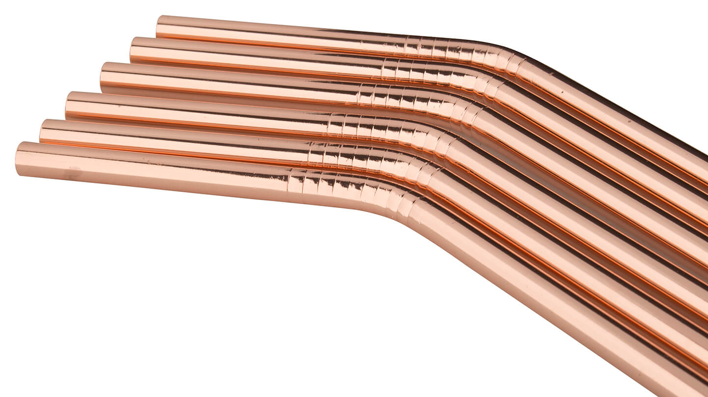 Drinking straws, stainless steel (5x230mm) - copper colored (6 pcs.)