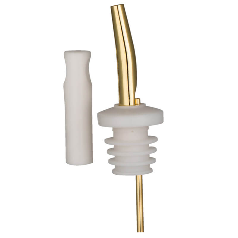 Pourer gold-colored + white dust cap - stainless steel (6 pcs.)