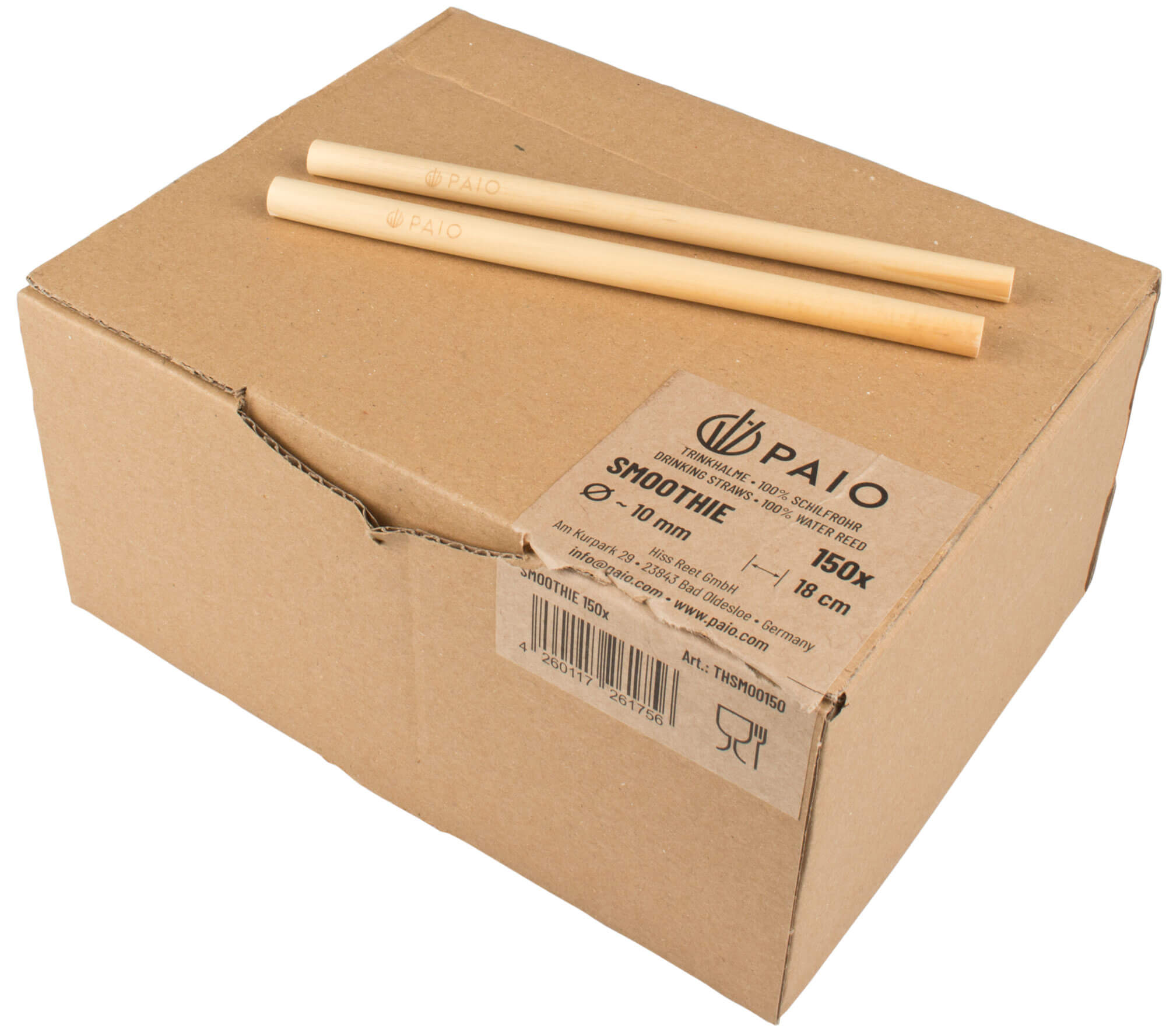 Drinking straws, reed (10x180mm) - natural (150 pcs.)