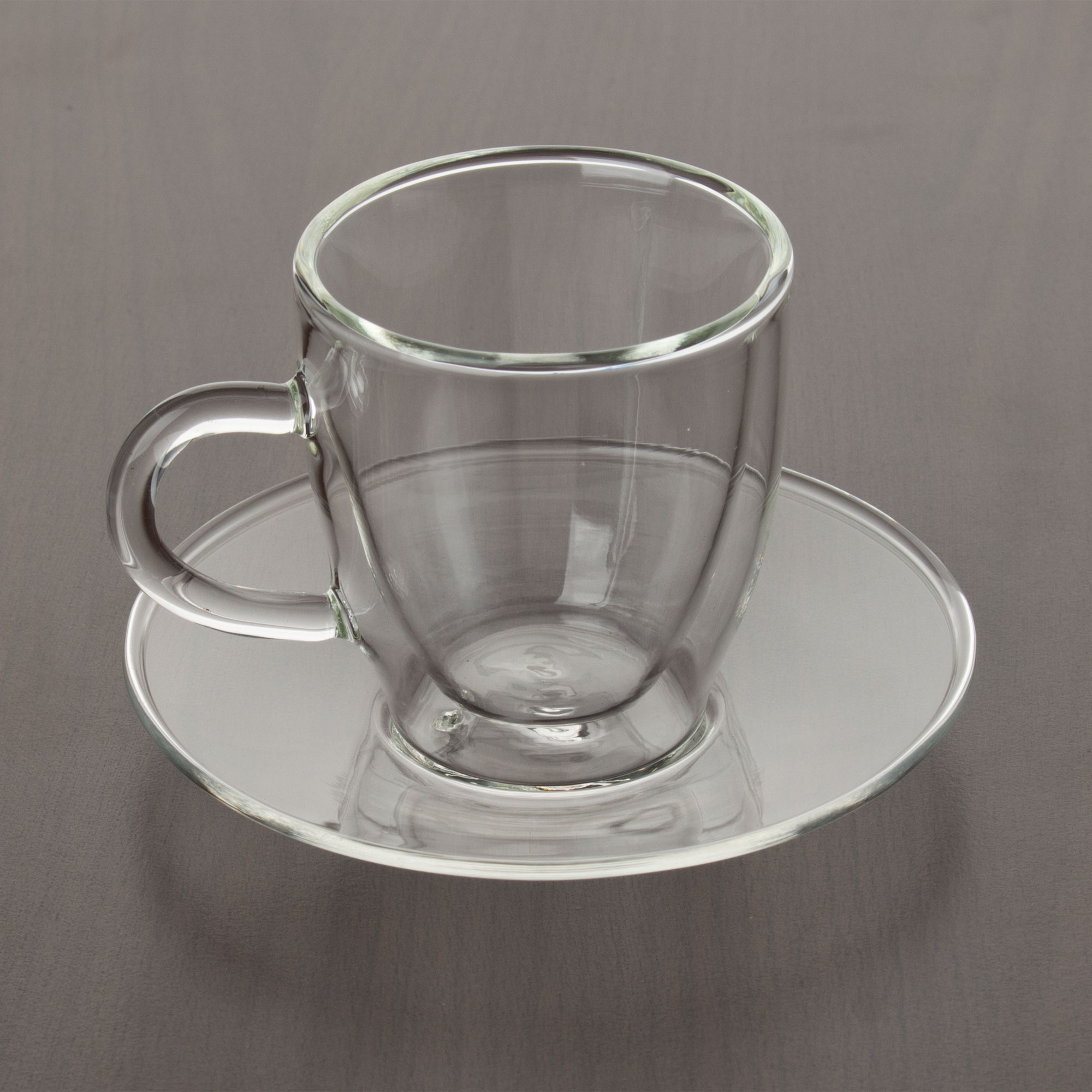 Espresso glass with handle and saucer, double-walled, Enjoy - 0,08l