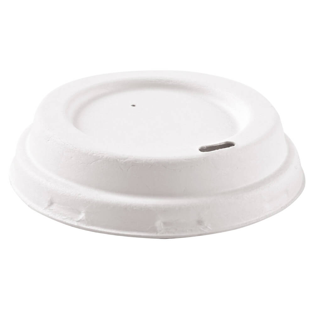 Drinking cup lid sugar cane, white - 8cm (50 pcs.)