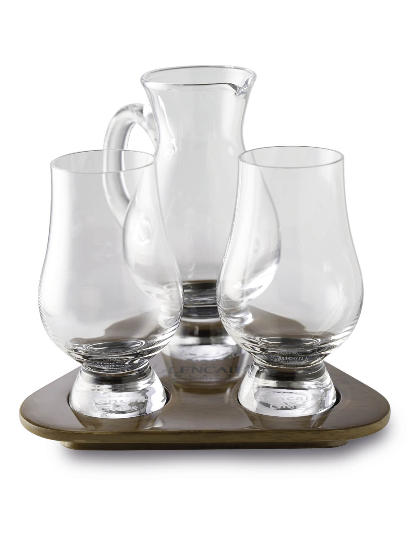 The Glencairn Tasting set with 2 glasses, water jar and wooden tray