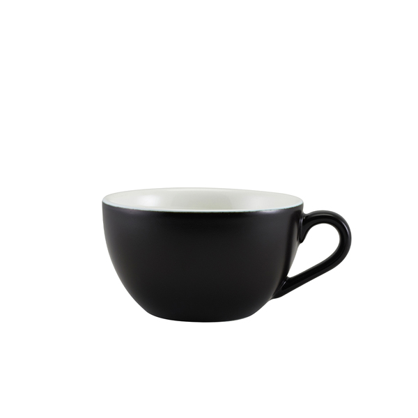 Milk coffee cup porcelain matte black – 340 ml (6 pcs.)